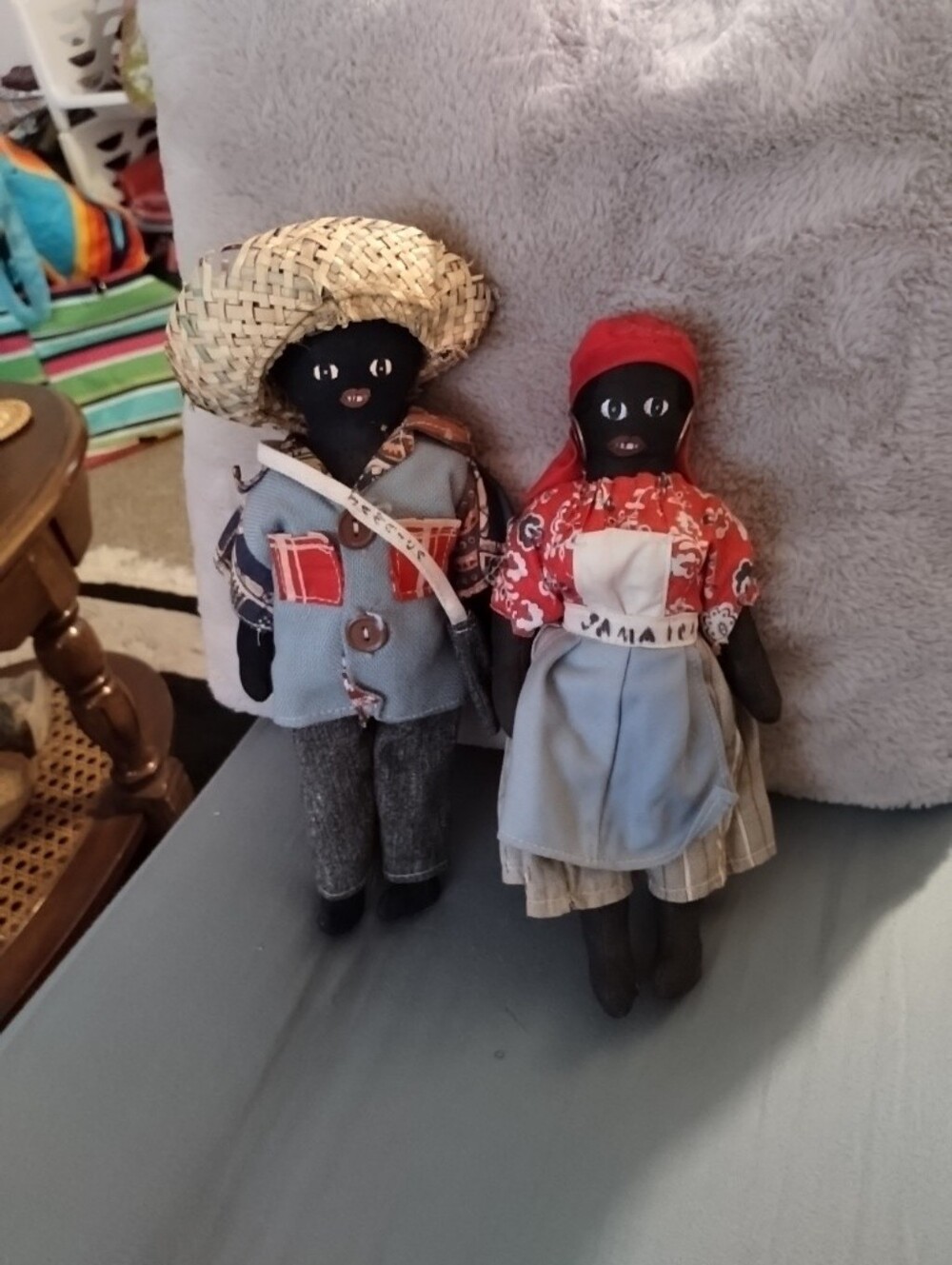 2 Jamaican Folk Art Handmade   Dolls